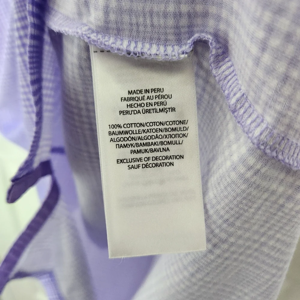 Men's Polo Golf Purple Checkered Polo Golf Shirt 100% Cotton Size XXL - Picture 5 of 6